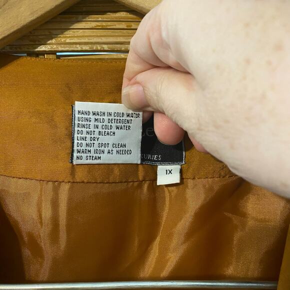 Terry Lewis 100% Silk Duster Coat Rust Copper Long Jacket 1X autumncore - Picture 4 of 7